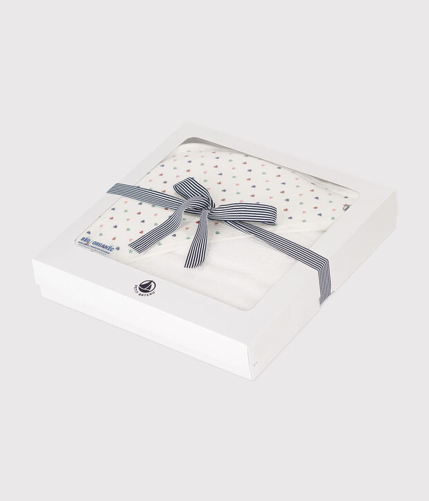 Carr&eacute; de bain en coton blanc/multicouleur