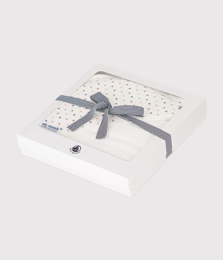 Carr&eacute; de bain en coton blanc MARSHMALLOW/blanc MULTICO