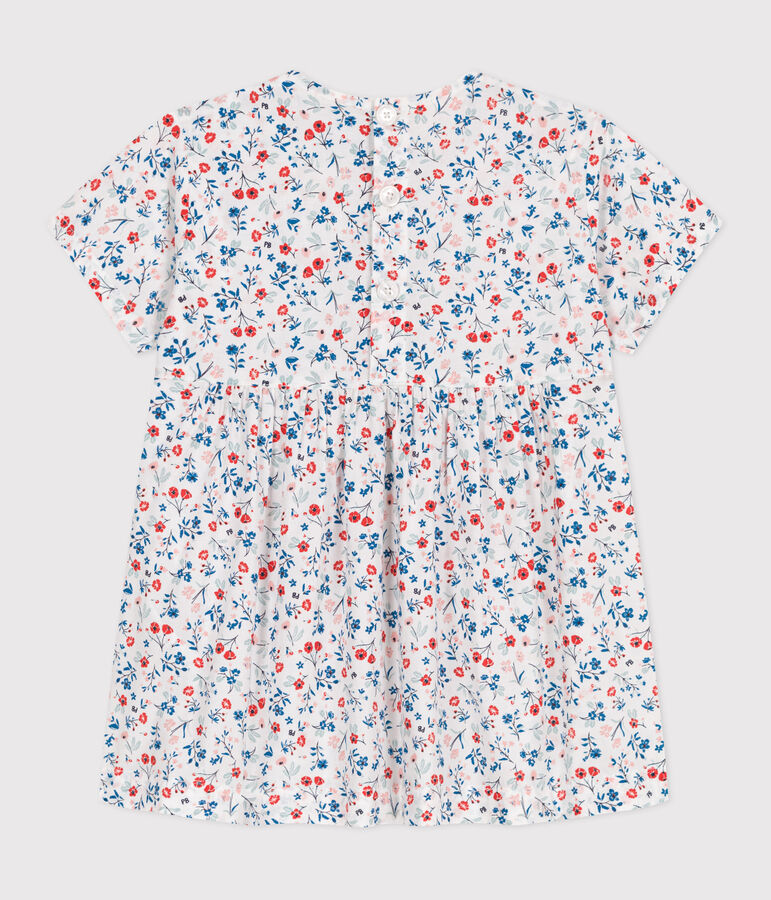Katoenen babyjrukje met korte mouwen en bloemenprint wit/multicouleur