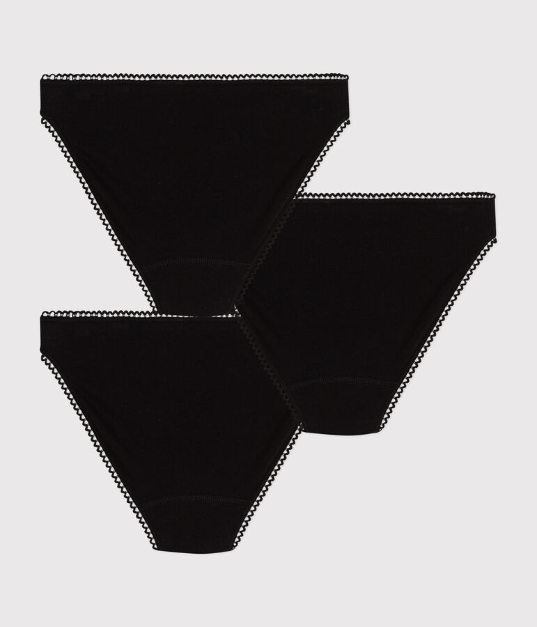 Lot de 3 culottes unies en coton et &eacute;lasthanne femme multicouleur