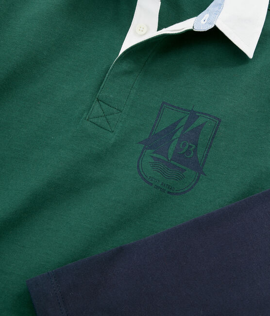Rugbypolo jongens groen SOUSBOIS/blauw SMOKING