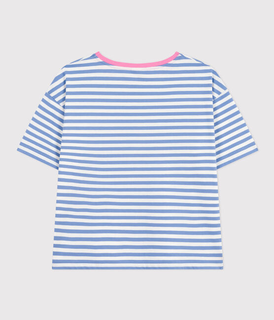 LE BOXY, gestreept T-shirt voor dames in katoen  GAULOISE/ MARSHMALLOW