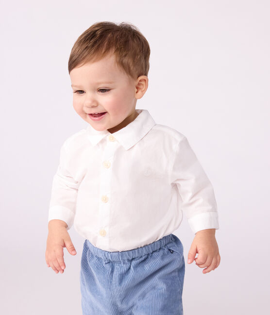 Chemise bébé en coton unie blanc ECUME