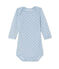Body met lange mouwen in wol/katoen voor babyjongens blauw FRAICHEUR/grijs TEMPETE
