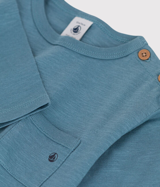 Tee-shirt manches longues bébé en coton bleu ROVER