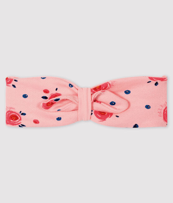 Geknoopte haarband voor baby meisje roze MINOIS/wit MULTICO