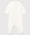 Witte babypyjama van biologisch katoenfluweel met rits wit MARSHMALLOW