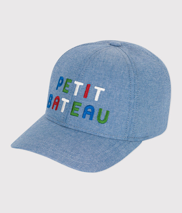 Casquette enfant en denim clair petit bateau bleu