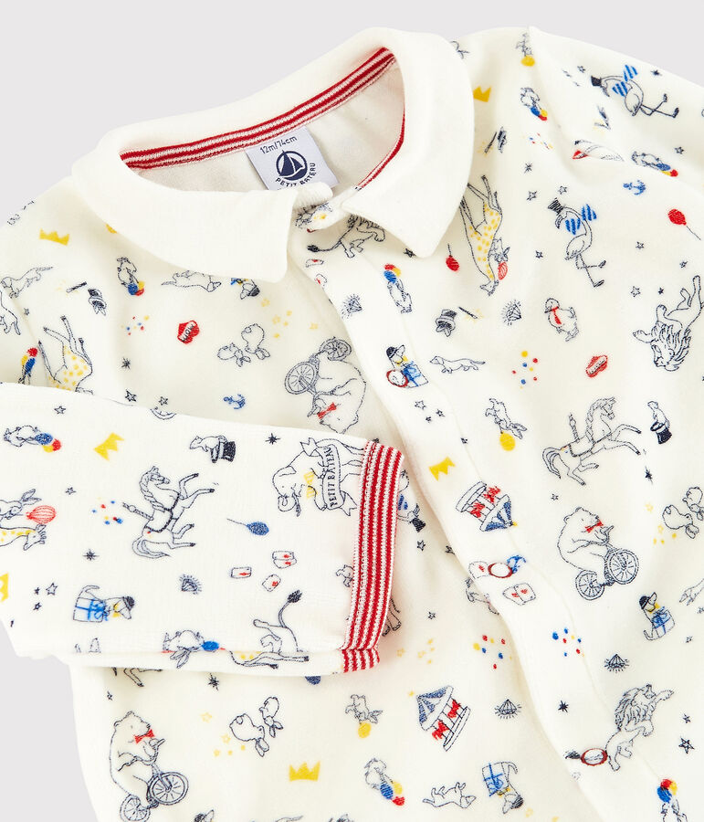 Dors-bien b&eacute;b&eacute; gar&ccedil;on en velours blanc/multicouleur