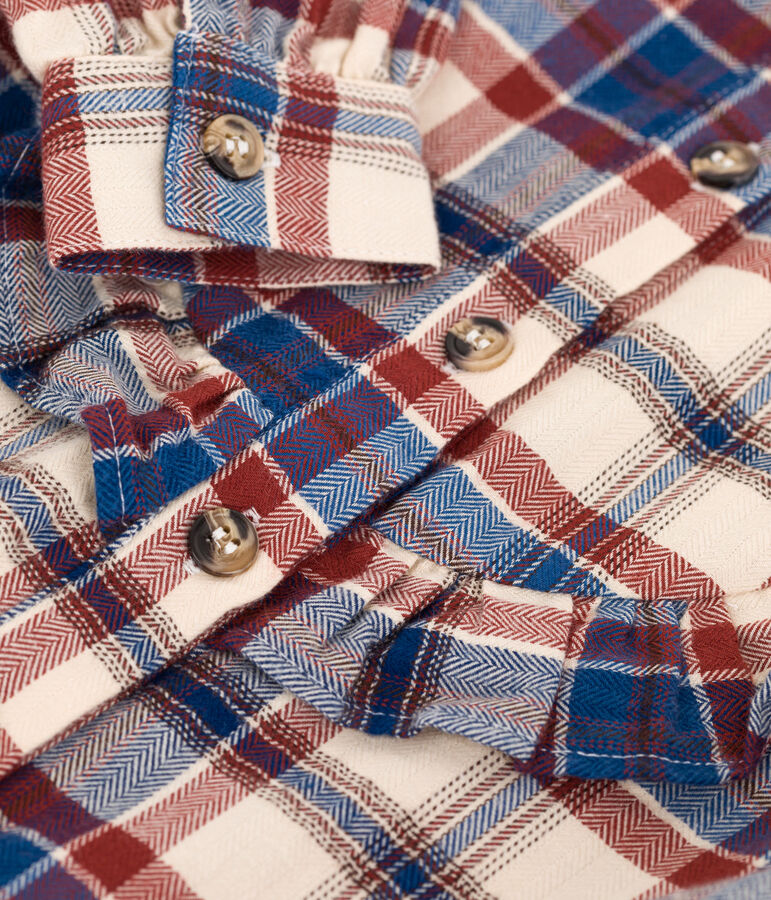 Flanellen meisjesblouse met ruitjes wit AVALANCHE/ MULTICO