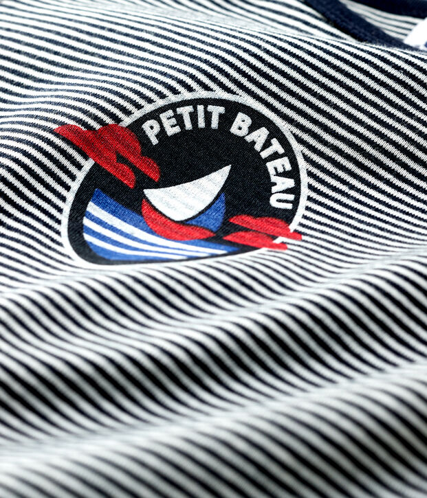 Katoenen T-shirt met korte mouwen voor babyjongens blauw/wit