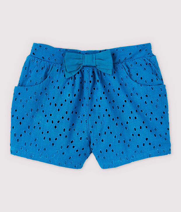 Shorts van Engels borduursel voor babymeisjes blauw
