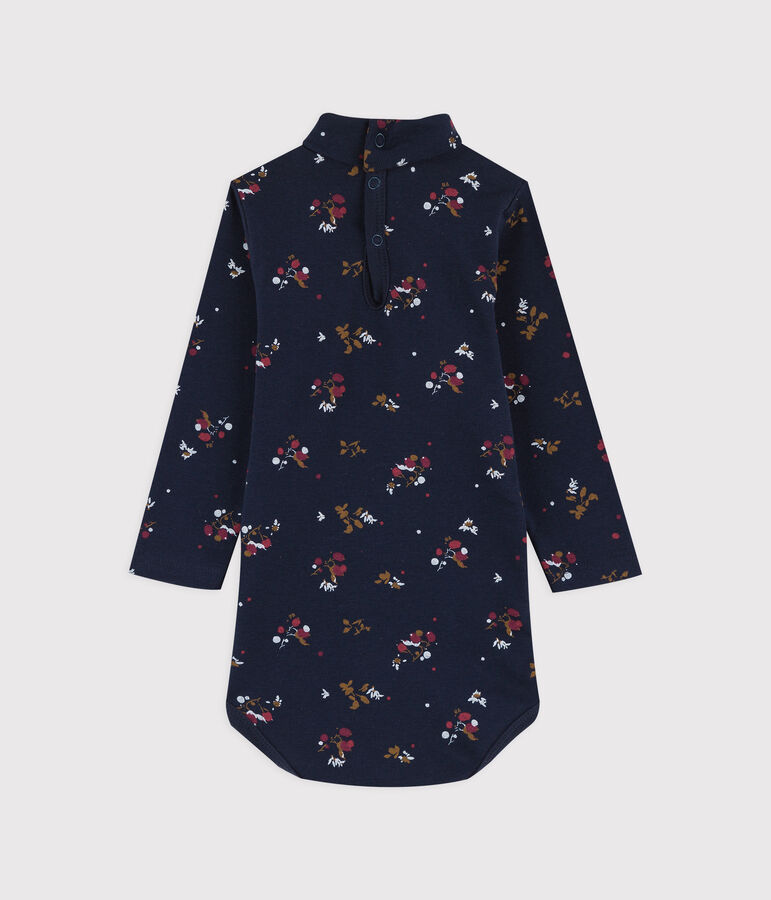 Katoenen romper met lange mouwen baby blauw SMOKING/wit MULTICO