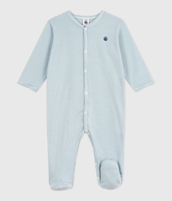 Pyjama bébé en coton à rayures milleraies ADRIATIC/ MARSHMALLOW