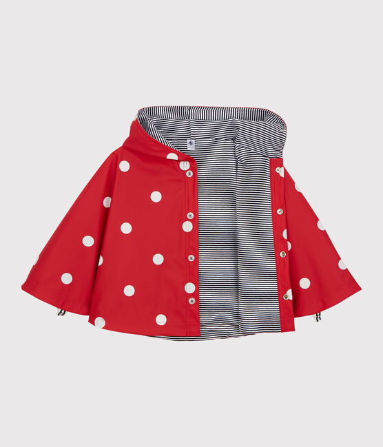Regencape met stippen voor baby’s rood TERKUIT/wit MARSHMALLOW