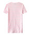 T-shirt femme col V en côte originale rayée rose BABYLONE/blanc MARSHMALLOW
