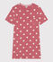 Damesnachthemd met korte mouwen en hartjesprint roze ROSEWOOD/ MARSHMALLOW