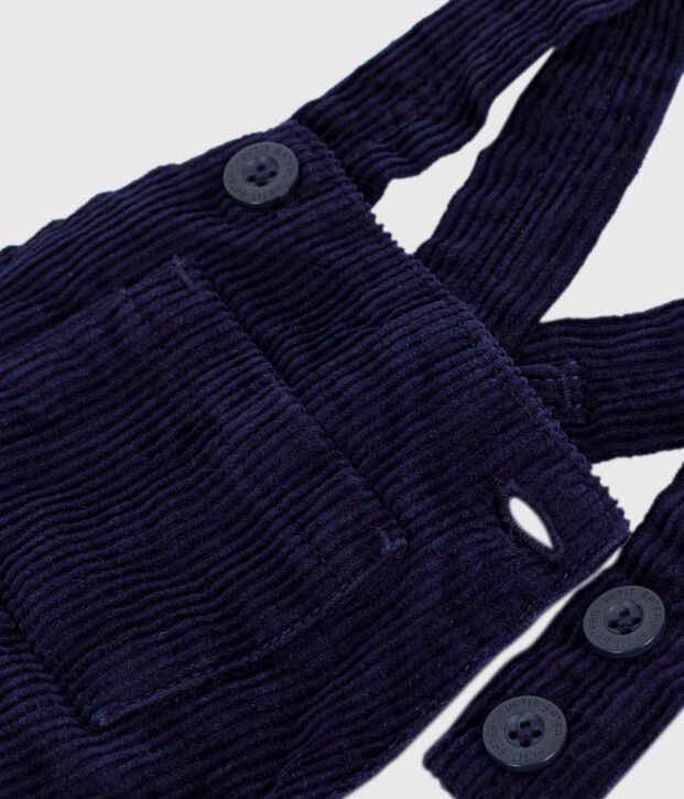 Salopette b&eacute;b&eacute; en velours jambes longues unie bleu marine