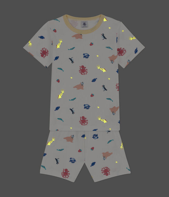Pyjacourt phosphorescent en coton enfant blanc MARSHMALLOW/blanc MULTICO