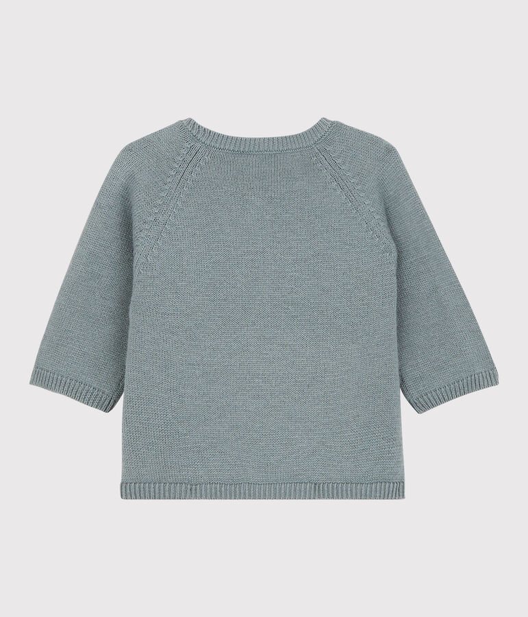 Cardigan ours b&eacute;b&eacute; en tricot laine et coton gris