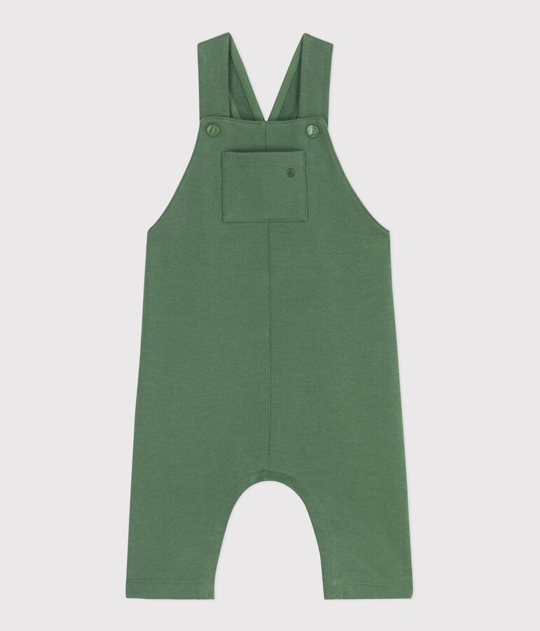 Salopette b&eacute;b&eacute; en coton jambes longues, unie vert PALMERAIE