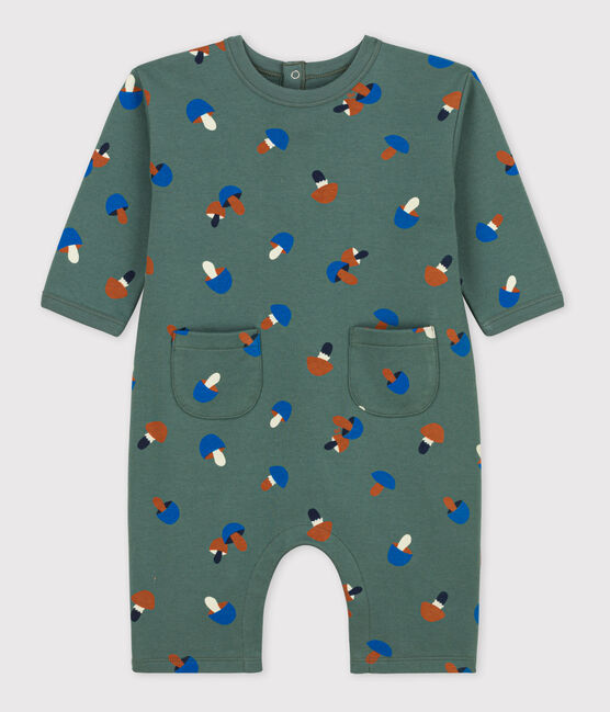 Lang pakje in molton met dessin voor baby's groen VALLEE/ecru MULTICO