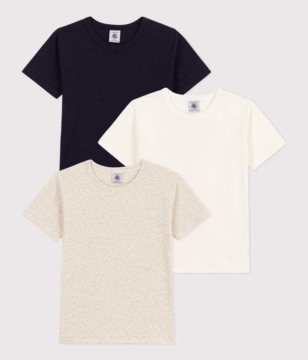 Lot de 3 tee-shirts manches courtes unis en coton petit gar&ccedil;on multicouleur