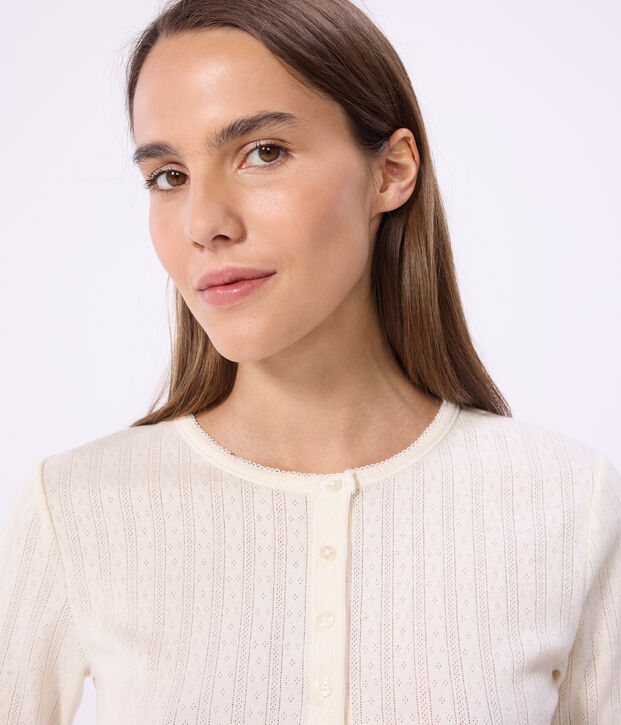 Dames-T-shirt van effen katoen met korte mouwen MILK