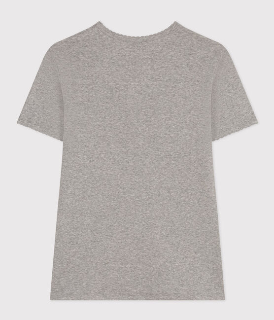 L'Iconique, katoenen T-shirt voor dames met kartelrandje grijs CHATON CHINE