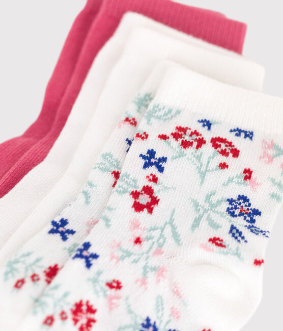 3 paires de chaussettes bébé fille en coton à fleurs variante 1
