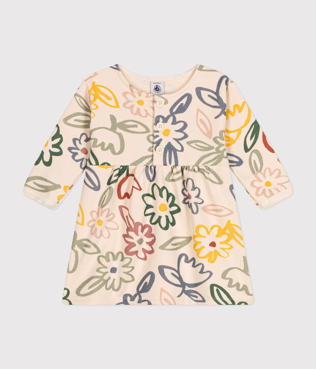 Babyjurkje met lange mouw ecru/multicouleur