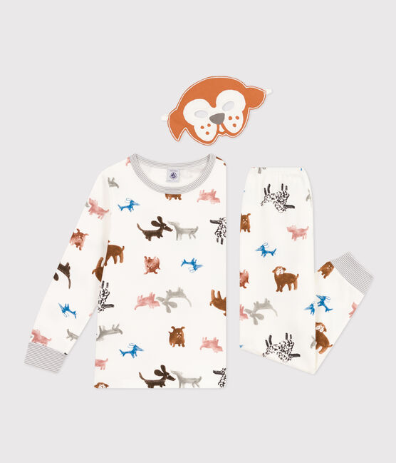 Pyjama déguisement avec un masque chien en molleton enfant blanc MARSHMALLOW/blanc MULTICO