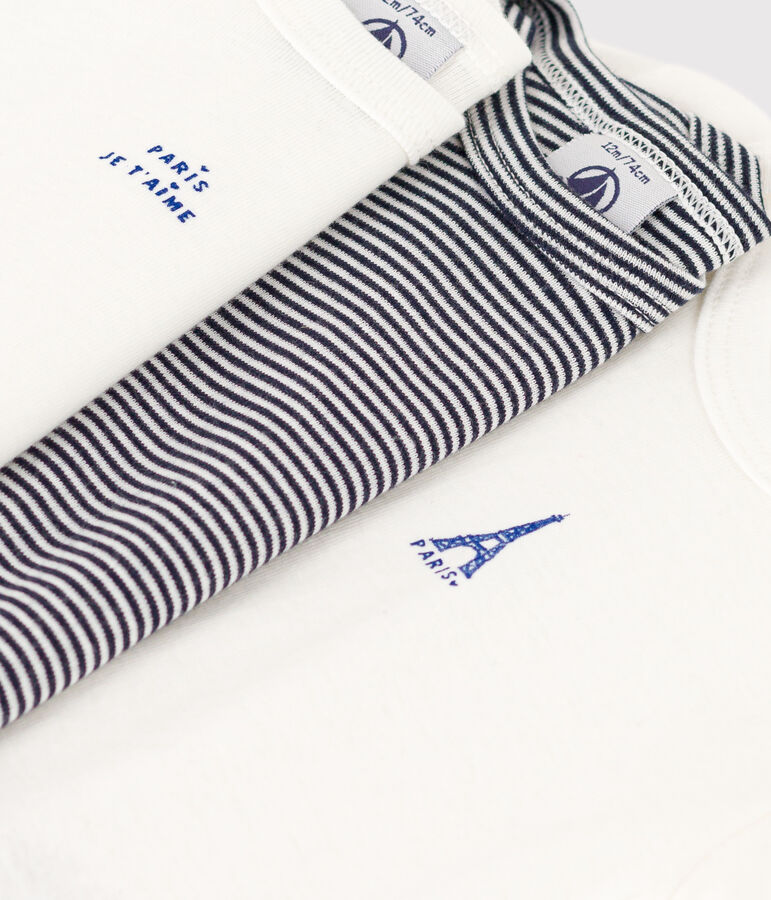 Lot de 3 bodies manches courtes Paris b&eacute;b&eacute; en coton multicouleur