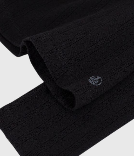 T-shirt met lange mouwen in opengewerkt katoen voor dames - L'Iconique zwart BLACK