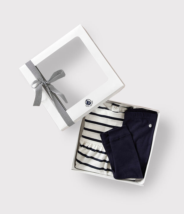 Setje jurk met marinestrepen uit katoen voor baby's multicouleur