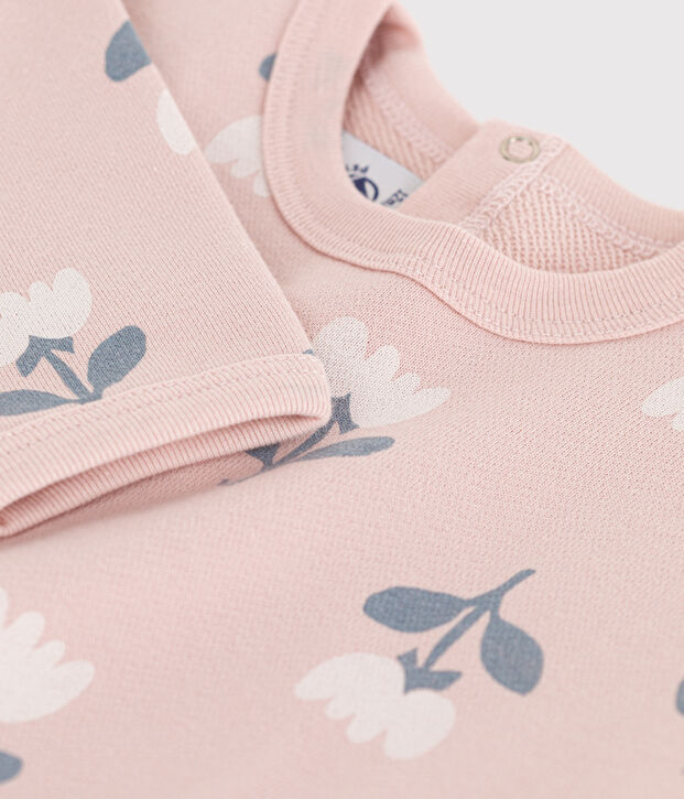 Sweatshirt in molton met bloemenprint voor baby's. roze/multicouleur