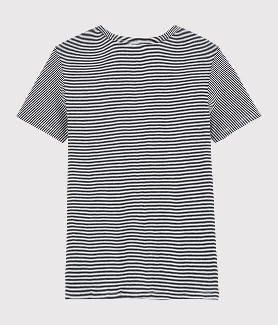 Iconisch gestreept Dames t-shirt van katoen met V-hals blauw SMOKING/wit MARSHMALLOW