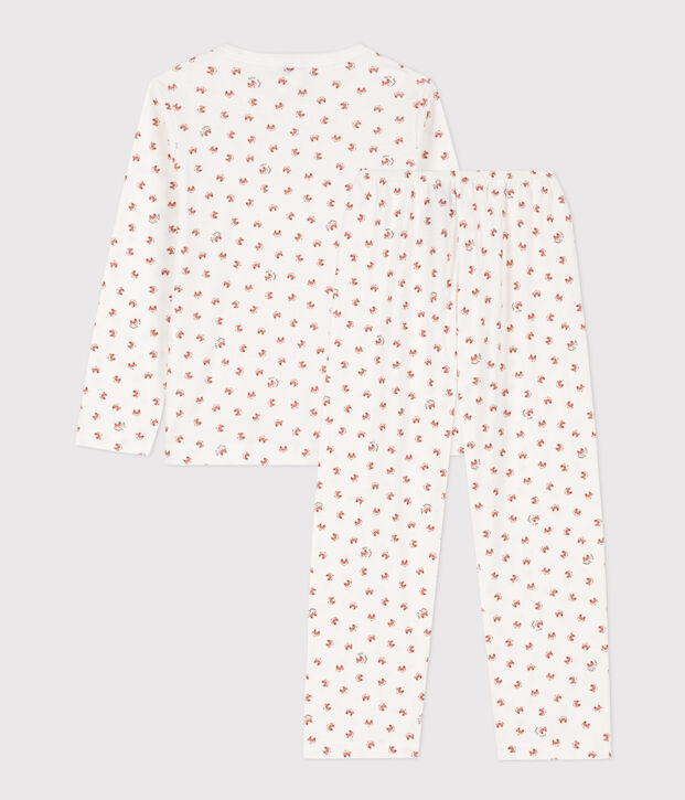 Katoenen vossenpyjama voor jongens/meisjes wit/multicouleur