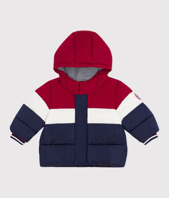 Effen dun donsjack met colorblock voor baby's blauw SMOKING/wit MULTICO