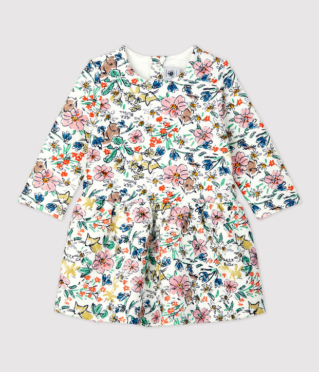 Gewatteerde jurk baby. wit/multicouleur