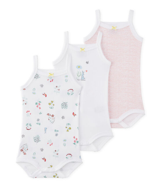 Lot de 3 bodies bébé fille à bretelles blanc LOT