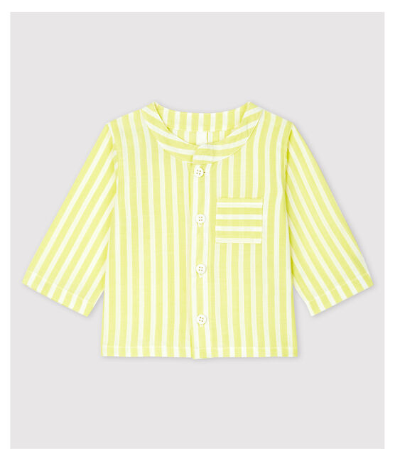 Blouse à rayures jaunes bébé en popeline de coton biologique jaune JAUNE/blanc MARSHMALLOW