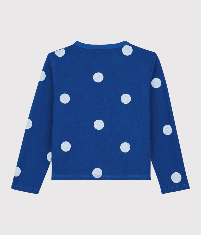 Cardigan en coton et lin enfant fille bleu/blanc