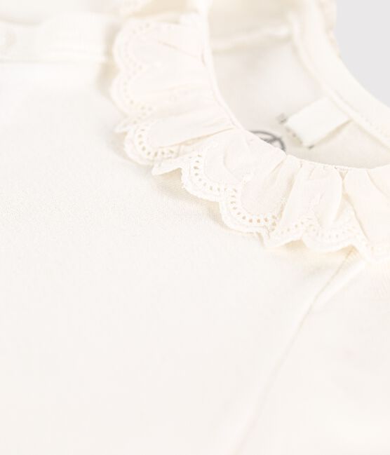 Body à col bébé fille en coton biologique blanc MARSHMALLOW