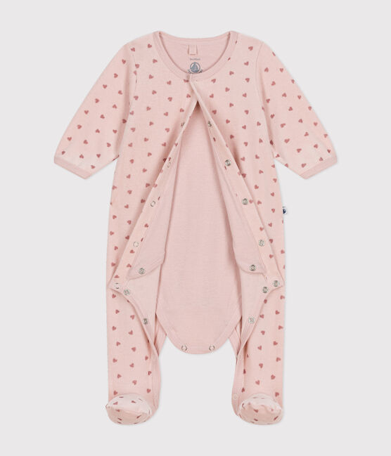 Bodyjama van velours met hartjesprint voor baby's roze SALINE/ ROSEWOOD