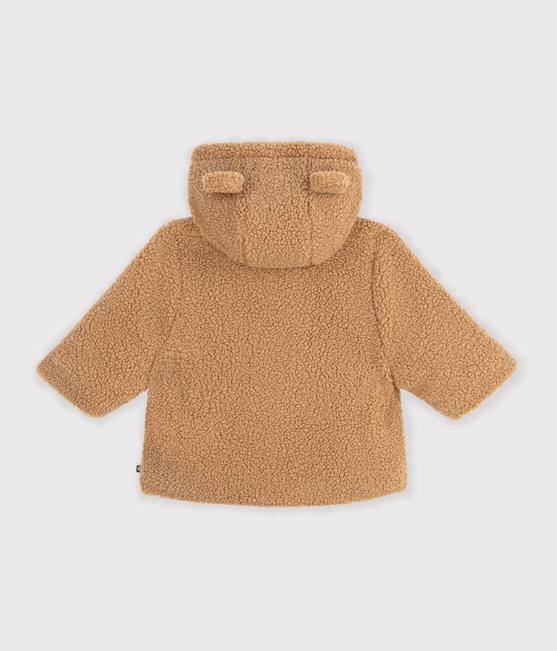 Manteau &agrave; capuche b&eacute;b&eacute; en sherpa beige fonc&eacute;