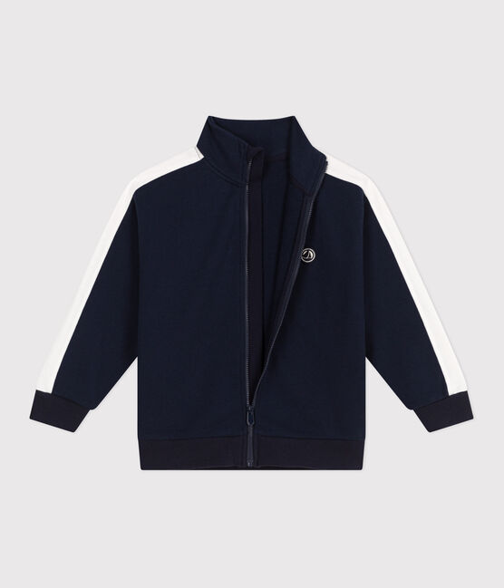 Effen katoenen sweatshirt met rits en opstaande kraag voor kinderen blauw SMOKING
