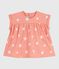 Blouse bébé en coton manches courtes, imprimé soleils orange ABRICOT/ MARSHMALLOW
