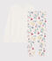 Pyjama fille / femme à fleurs bimatière blanc MARSHMALLOW/blanc MULTICO