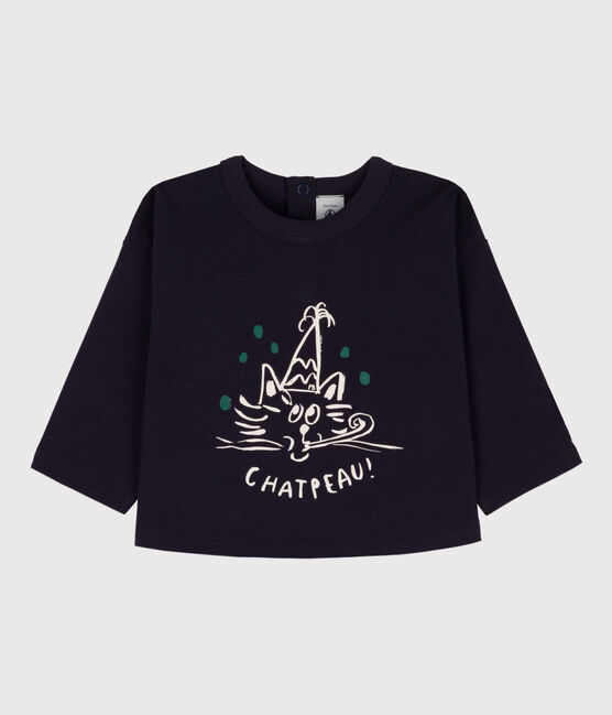 T-shirt met lange mouwen voor baby's van katoen blauw SMOKING
